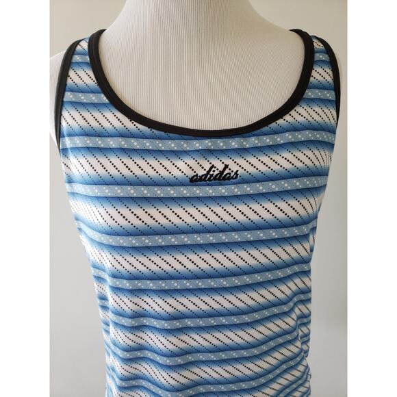 Adidas Racerback Cropped Athletic Tank Blue White Striped Medium - Picture 2 of 10